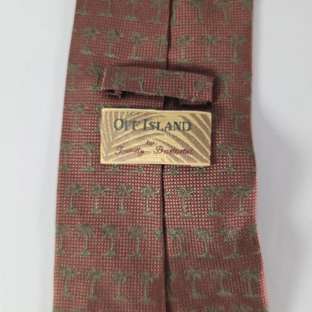 Tommy Bahama Silk Tie Brown‎ Green Palm Tree Tropical Island Wide Necktie